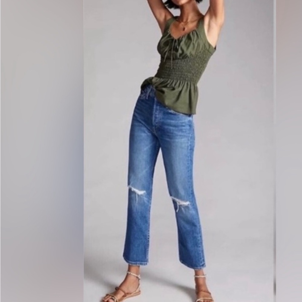 MOTHER SUPERIOR Tomcat Jeans Playing With Scissors Cropped Straight Leg 28